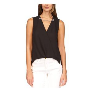 Black Sleeveless Top with Chain Detail
